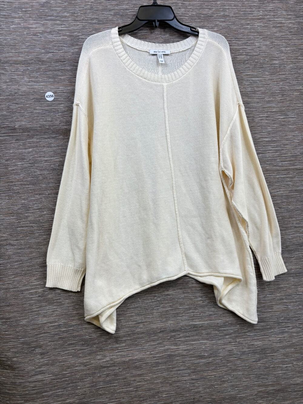 Peace Love World Cotton Long-Sleeve Sharkbite Sweater Womens Size 2X Cream NEW